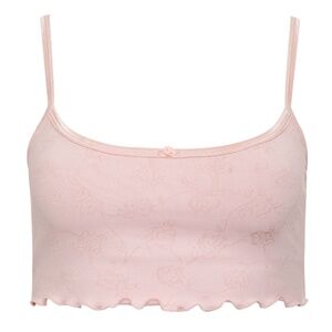 Frankie's Bikinis Active Star Cropped Tank Pink Petals large